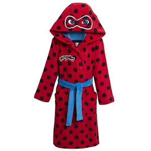 Miraculous Lieveheersbeestje ochtendjas voor meisjes aankleedgewaad fleece badjas met capuchon, Rood, 9 jaar