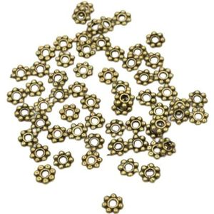 1000 stks 4mm Tibetaans Goud Zilver Kleur Wiel Bloem Charm Losse Spacer Metalen Kraal Voor Sieraden Maken Handwerk Accessoires-antiek Brons