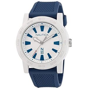 Nautica N83 Heren N83 Ayia Triada Blauw Tarwe PU Fibre Strap Horloge (Model: NAPATF201), Wit/Blauw, Wit/Blauw, riem