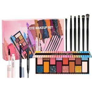 Professionele make-up oogschaduwpalet, oogschaduw-palet, oogschaduw make-up cosmetica, veganistisch oogpalet, smokey eyes, glitter, geperst poeder, oogschaduw, palet, nudetinten met spiegel, 16