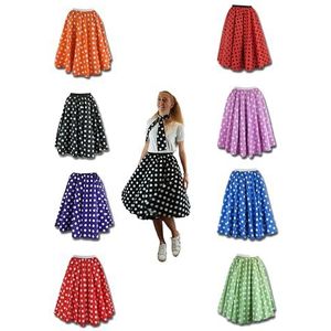 Rock and Roll Rok & Sjaal voor dames, jaren '60, stijl met stippen, Zwart met witte vlek, 38