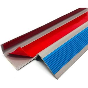 Zelfgeplakte trappen tegen glijbaan 393,7 inch L-vormige rubberen trapleuningen, antislip, zelfklevende traptrederand(Blu,354.3IN/9M)