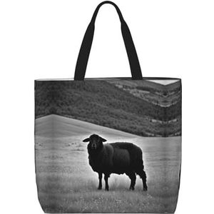 OdDdot Bruin Koeienhuid Art Print Tote Bag, Hobo Bag Crossbody Tas Voor Vrouwen Grote Capaciteit Mama Tas Schoudertas, Schattig schapenlam, Eén maat