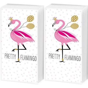 20 zakdoeken (2 x 10) flamingo met ballonnen | kinderen | dieren | meisjes
