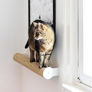 LucyBalu® CATWALK Kattenkrabpaal voor aan de muur, krabpaal voor wandmontage, kattenklimwand, krabmeubel, krabpaal voor katten van sisal, natuurkrabpaal, sisalstam, wit/zand