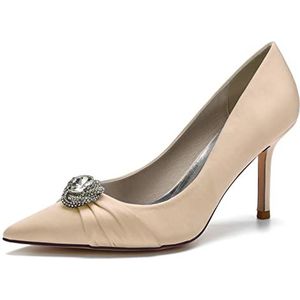 EICOFF Dames Gesloten Teen Instap Stiletto Hakken met Strass Bruidsjurk Pumps Bruid Avond Prom Feest Werk Schoenen,Champagne,35 EU