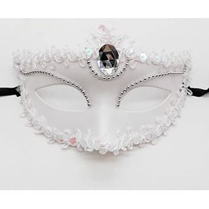 Feestmasker, Maskerademasker Maskers, Metalen Maskerademasker for Vrouwen Feestmaskers Halloween Dames Maskeradebal(White)