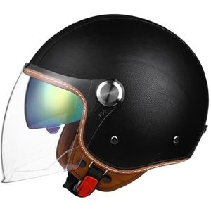 Open Face Motorhelm, 3/4 Retro Klassieke Bromfiets Helm met Vizier voor Volwassenen Vrouwen Mannen, Jeugd Vrouwen Half face ATV Helm voor Fiets Bromfiets Cruiser 04,XXL