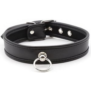 GOYOUTON Retro Kraag Choker BDSM Bondage Lederen Harnas Ketting Slaaf Rollenspel Kraag Fetisjkleding Erotisch SM Volwassen Spelletjes Speeltjes for Koppels Vrouwen Volwassen Spel (Color : Black Schwa