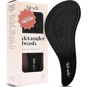 Kitsch Detangler Haarborstel voor krullend of steil haar, ontwarrend met flexibele haren, voor dames en heren, volwassenen en kinderen, bij douche