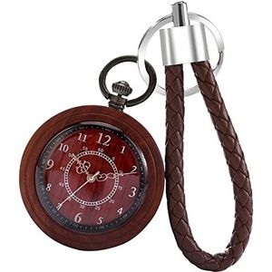 Mode quartz zakhorloge vintage sleutelhanger met lederen touw Arabische cijfers display hanger horloge verjaardagscadeautjes (Color : D)