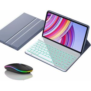 Toetsenbordhoes voor Redmi Pad Pro 12.1"", Magnetisch Afneembaar Draadloos Achtergrondverlichting Toetsenbord met Bluetooth Muis,Purper