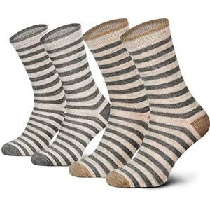 2 paar alpaca-sokken, wollen sokken voor dames en heren, gerold, ademende knuffelsokken van de fijnste wol, Beigetinten, 43-46 EU