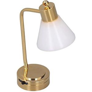 Multi-gebruik Miniatuur Poppenhuis Tafellamp - Schaal 1/12, Perfect voor Poppenhuismeubilair, Gouden Basis met Mooie Witte Lampenkap