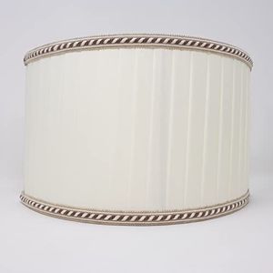 Vervanging lampenkap stoffen kap crème wit met bruine rand scherm opname v. fitting E27 beige vouwen (33x20cm)
