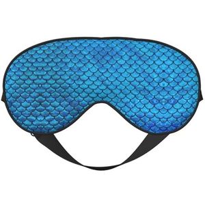 Zacht ademend slaapmasker met blauwe visschaalprint, lichtblokkering, verstelbare riem, slaapmasker voor reizen, nachtwerk, kantoor