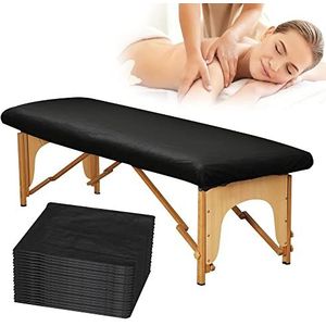 20 stuks wegwerp dikke massage tafelhoezen ingerichte lakens zacht ademend (zwart)