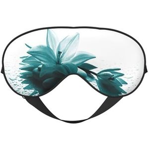 Teal Lily Printing Soft Eye Masker, Dubbelzijdige Zachte Oogdekking voor Slaap, Reizen, Yoga, Verstelbare Riem, Blokkeert Licht
