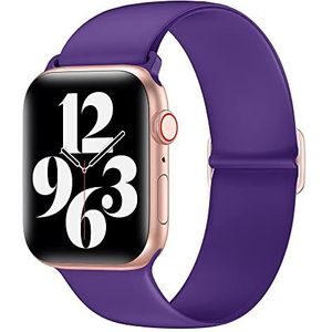 By Qubix - Elastische Solo Loop bandje - Paars - Compatible met Apple Watch 38mm / 40mm / 41mm - Compatible Apple watch bandjes