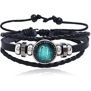 Mannelijke armbanden, weven armbanden Schorpioen Zodiac Lichtgevende Armband Verstelbare Sluiting Zwart Lederen Armbanden Heren Sieraden Cadeau for Vriendje, Broer