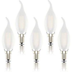 E14 Led-kaarslampen, Frosted Flame-gloeidraad, SES C35 Small Edison-gloeilamp, 4W (40W-equivalent), warm wit 2700K, pak van 5