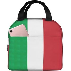 SUHNGE Geïsoleerde lunchtas met Italiaanse vlag en print, Rolltop lunchbox draagtas voor vrouwen, mannen, volwassenen en tieners
