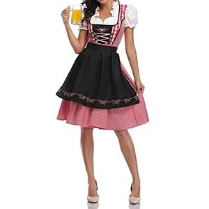 JTLB Midi Dirndl-set klederdracht, voor meisjes voor Oktoberfest, met borduurwerk, blouse, schortjurk, petticoat, bier, zus, restaurant, kelner, cosplay, dienstmeisje
