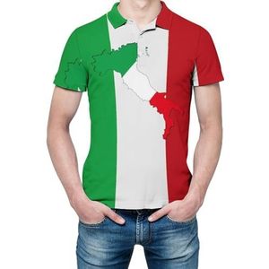 Italiaanse vlag met Italië kaart heren shirt met korte mouwen golfshirts regular fit tennis T-shirt casual business tops