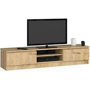 AKORD TV-commode K-160 | een open plank | 2 planken met klapdeuren links en rechts | H33 x B 160 x D 40 cm | gewicht 30 kg | kleur: kunsthandwerk eiken