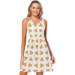 LI ZHI XIN Dames Zomerjurken Ronde Hals Casual A-lijn Mouwloos Vest Jurken met Zakken Polka Dot, Meerkleurig, S