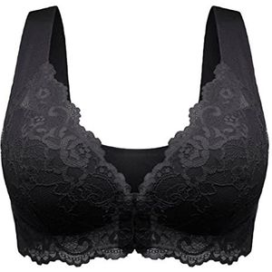 Frontsluiting Beauty Back Comfy BH, 5D Shaping Push Up Naadloos Geen Spoor Schoonheid Terug Sport Comfortabele BH, Womens Casual Comfort Lace BH (Zwart, L)