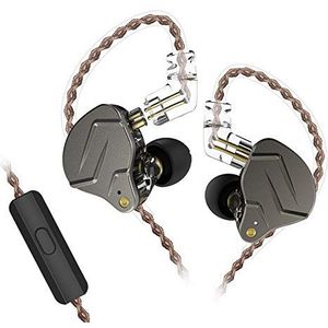 KZ ZSN PRO Headset HiFi Hybride Technologie Professionele, dynamische in-ear hoofdtelefoon (met microfoon, grijs)