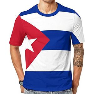 Vlag van Cuba heren korte mouw grafisch T-shirt ronde hals print casual tee tops 3XL