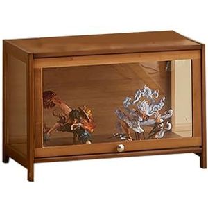 Vitrinekast Vitrine Bamboe Boekenkast Transparante Vitrine Verzamelkast Heldere Vitrine Voor Figuren, Voor Woonkamer Kantoor Badkamer Enkele Deur Bamboe Vitrinekast (Size : 1layer)