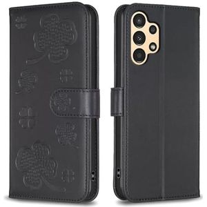 Telefoonschermbescherming Compatible with Samsung Galaxy A32 5G Four-Leaf Clover Wallet Case,Magnetic PU Leather Flip Folio Case with Credit Card Slot Kickstand Shockproof Phone Case for Galaxy A32 5G