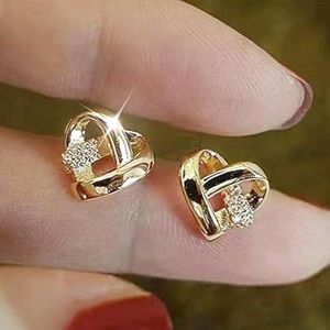 Eternity liefde oorbellen oor Stud Piercing zilveren kleur/gouden kleur mode hart oorbellen voor vrouwen chique bruiloft sieraden-E2117