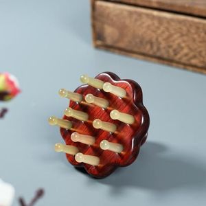 COMB, handgemaakte sandelhout schapen hoorn paddestoelvormige brede tandenkammen voor vrouwen en mannen, kleine haarborstel voor portemonnee, cadeau voor mama en papa, kousvuller, haarhoofdhuid