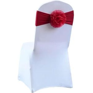 Elastisch Grenadi Lint Strik Bloem Stoel Knoop Cover Rugsjerpen for Hotel Banket Bruiloft Evenement Decoratie(Wine Red)