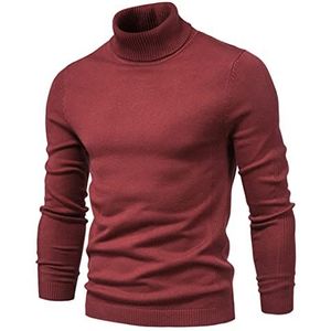 Wintertrui, Wintertruien for heren, warme, slanke gebreide truien, effen herentruien, casual for, herfstbreiwerk for(Red,EUR S 50-55 kg)