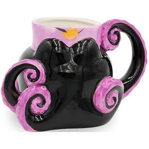 Silver Buffalo Disney Villain Ursula Tentakels 3D gebeeldhouwde keramische mok, 20oz, zwart