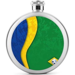 Voetbalbal met Braziliaanse nationale vlag heupfles 5 oz lekvrije drankfles roestvrij staal wijnfles voor bruiloft feestgeschenken