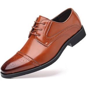KYOESCAI Heren Oxfords Formele geklede schoenen Fashion Wingtip Veterschoenen Klassieke Zakelijke Non-Slip Brogues Schoenen voor Mannen,Bruin,45 EU