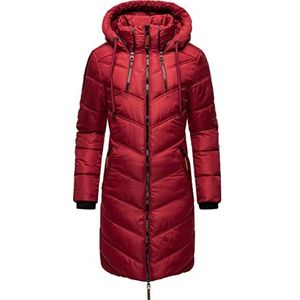 MARIKOO Armasa warme winterjas voor dames, gewatteerde jas met capuchon, XS-XXL, Blood Red., S