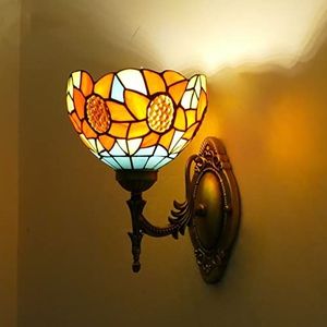 Tiffany Stijl Wandlamp, Retro Glas In Lood Decoratieve Wandlamp, Traditionele Wandlamp, Industriële Antieke Metalen Voet, Kinderkamer, Slaapkamer