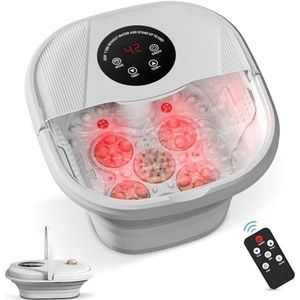 EagerMinds Voetbad, voetspa, professioneel massageapparaat met shiatsu massage, blazen en verwarming, afstandsbediening en 16 massageballen voor verlichting van pijn en spiertherapie (grijs)