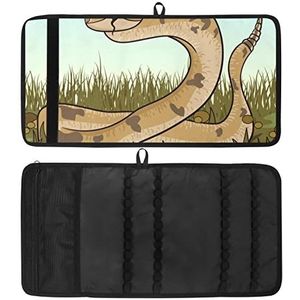 Potlood Wrap, Reizen Tekening Kleurpotlood Roll Organizer voor Artiest, Potloden Pouch Case Bruin Ratelslang Snake Op zoek naar prooi