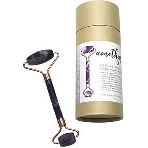 Premium Jade Facial Roller - Nieuwe Versie 100% Natuurlijke Jade Roller voor Gezicht Dubbele Volgende Genezing Afslanken Massager Anti Verouderen Huid Tool (Amethist)