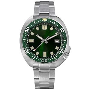 San Martin Upgrade Turtle 6105 Luxe Mannen Duiken Horloges Saffierglas NH35 Automatische Mechanische Rvs Polshorloge voor Mannen, Groen Geen Logo, armband