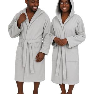 Betz katoenen badjas BERLIN met capuchon voor dames en heren - sauna badjas - lange badjas - saunabadjas - saunabadjas, Zilver Grijs, L-XL