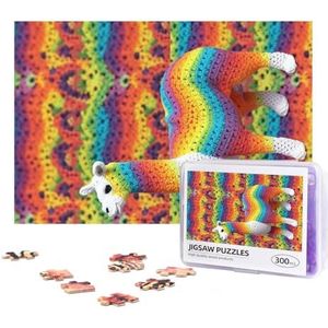 300 Stuk puzzel voor volwassenen gepersonaliseerde foto puzzel regenboog kameel patroon aangepaste houten puzzel voor familie, verjaardag, bruiloft, spel nachten geschenken, 38 cm x 25,9 cm